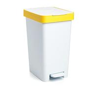 Tatay Poubelle de Cuisine Smart, Capacité 25L, Pédale Rétractable, Polypropylène, Sans BPA, Sac Poubelle 30L. Jaune. Dimension 26 x 36 x 47cm