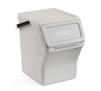TATAY Poubelle de Recyclage Easy Waste 20L | Design Modulaire et Empilable | Couvercle à Système Click | Poignée de Transport Intégrée | Fabriqué en Matériau Recyclé | 35x27x36 cm - Blanc