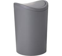 TATAY Poubelle de salle de bain avec couvercle inclinable, Capacité 6L, en Polypropylène, Sans BPA, Couleur grise. Mesure 19 x 19 x 28 cm