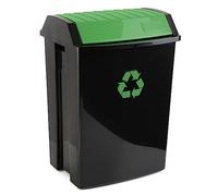 TATAY Poubelle de Recyclage avec Couvercle Basculant 50L | Usage Intérieur et Extérieur | Pour Sacs de 30 à 50L | Finition anti-UV | Plastique Résistant Sans BPA | 40,5x33,5x57,5 cm, Noir, Verre
