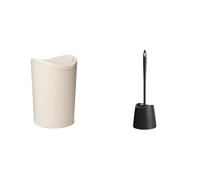 TATAY Poubelle Salle Bain et Brosse Toilettes WC | Poubelle Salle Bain Ecohome avec Couvercle à Bascule | Capacité 6L | Brosse Toilettes WC Noire | Ensemble Résistant et 100% Recyclable