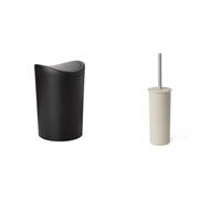 TATAY Poubelle Salle Bain et Brosse Toilettes WC | Poubelle Salle Bain Noire avec Couvercle à Bascule | Capacité 6L | Brosse Toilettes WC Ecohome | Ensemble Résistant et 100% Recyclable