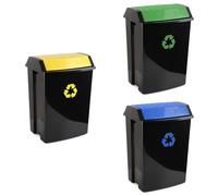TATAY Poubelles de Recyclage avec Couvercle Basculant 50L |Lot de 3 : Plastique, Carton et Verre | Intérieur et Extérieur | Finition anti-UV | Pour Sacs de 30 à 50L | Plastique Résistant Sans BPA