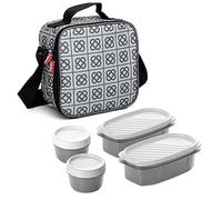 Tatay Sac Isotherme Repas, Capacité 3 L, Avec 4 Boîtes Hermetiques en Plastique (2 x 0,5 L, 2 x 0,2 L) Sans BPA, Marron. Mesure 22,5 x 10 x 22 cm