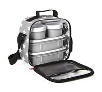 Tatay Sac Isotherme Repas, Capacité 3 L, Avec 4 Boîtes Hermetiques en Plastique (2 x 0,5 L, 2 x 0,2 L) Sans BPA, Gris Avec Des Étoiles. Mesure 22,5 x 10 x 22 cm