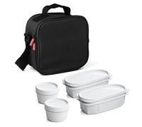 Tatay Sac Isotherme Repas, Capacité 3 L, Avec 4 Boîtes Hermetiques en Plastique (2 x 0,5 L, 2 x 0,2 L) Sans BPA, Noire. Mesure 22,5 x 10 x 22 cm