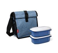 TATAY Sac Isotherme Repas - Urban Food Enroulable 4,2L | 2 Boîtes 0,5L | Triple Isolation | Corps Semi-Rigide | Poches Latérales | 22x11x22,5 cm, Bleu Denim