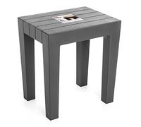 Tatay Tabouret Rectangulaire Lombok – Polypropylène sans BPA, effet bois, anti-UVA, Gris 38x29x41