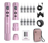 TATELF Kit de machine de maquillage semi-permanent sans fil avec 2 piles, connecteur RCA, 10 cartouches, aiguilles, gants pour artistes débutants