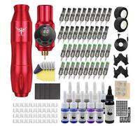 TATELF Kit de tatouage sans fil pour débutants, ensemble complet de stylo rotatif avec batterie de 2000 mAh, 40 aiguilles, 11 encres et peau d'entraînement, pistolet de tatouage sans fil pour studio à