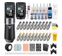 TATELF Machine à tatouer sans fil - 2 batteries de 2300 mAh - 7 hauteurs de levage - 20 aiguilles