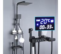 tatic Ensemble de douche avec écran numérique, mitigeur de douche effet pluie, robinet de salle de bain en laiton, système de douche à 4 voies pour un confort ultime