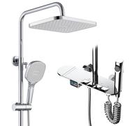 Tatic Système de douche à effet pluie avec écran LED, 30 x 20 cm, hauteur réglable, ensemble de robinet Clete avec pistolet pulvérisateur portatif et valve en cuivre 59 A