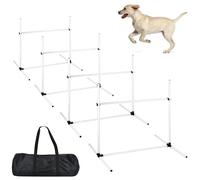 TATIVALO Agility Slalom Lot de 4 obstacles pour chien avec sac de transport, hauteur réglable, blanc, 104 x 70 x 101 cm