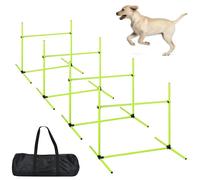 TATIVALO Agility Slalom Lot de 4 obstacles pour chien avec sac de transport, hauteur réglable, vert, 104 x 70 x 101 cm