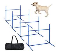 TATIVALO Agility Slalom Lot de 4 obstacles pour chien avec sac de transport, réglable, bleu, 104 x 70 x 101 cm