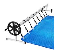 TATIVALO Système d'enroulement de film de piscine de 3 à 5,7 m avec roues, enrouleur mobile de type A avec 8 clips pour bâche de piscine et couverture, type A