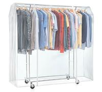 Tatkraft Denver & Safe - Portant Vêtement avec Housse de Protection Transparent à roulettes Professionnel, Pliable, Capacité de Charge 110 kg