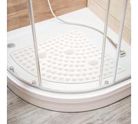 Tatkraft Shell - Tapis de Douche d'angle 58 x 58 cm, fabriqué en Italie, Anti-moisissure, Tapis de Douche antidérapant en PVC, épais Parfait pour Les Personnes âgées et Les Enfants, Blanc