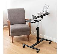 Tatkraft Vanessa, Table Ordinateur Portable à roulettes, pour Gaucher et Droitier, Support de Lecture Roulant, Réglable en Hauteur, Plateau Inclinable Pivotant à 360°, Noir 71x40.5x71-103.5 cm