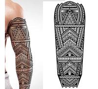 Tatodays Tatouage temporaire aztèque polynésien tribal bâton sur transfert adulte temp tatouage body art autocollant manche fantaisie motard robe à bascule Halloween