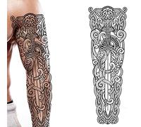 Tatodays Tatouage temporaire bras complet épée viking celtique nordique bâton sur transfert d'art corporel pour femmes et hommes cosplay Halloween adulte tatouage temporaire pour bras médiéva