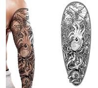 Tatodays Tatouage temporaire bras complet pirate des Caraïbes kraken marin bâton sur transfert d'art corporel pour femmes et hommes cosplay Halloween adulte tatouage temporaire pour bras déguisements