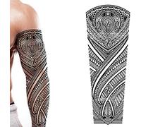 Tatodays Tatouage temporaire bras complet tribal tortue hawaïenne polynésien aztèque bâton sur transfert d'art corporel cosplay Halloween adulte tatouage temporaire pour bras aztèque déguisement