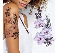 Tatodays Tatouage temporaire pour femme grande fleur fleur de cerisier rose blanc sexy réaliste festival été temp tatto adultes corps jambe bras transferts autocollant hippie déguisement