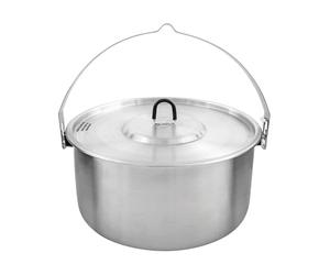 Tatonka Kettle II Casserole d'extérieur en acier inoxydable avec graduation du volume et couvercle avec fonction passoire 4 l Ø 23,5 x 11,5 cm