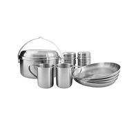 Tatonka Picnic Set IV Batterie de Cuisine de Camping (12 pièces) - Vaisselle en Acier Inoxydable pour Pique-Nique à Quatre - avec Casserole, poêle, Assiettes et gobelets (avec Couvercle) - sans