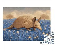 Tatou de Dessin animé dans Un Champ de chrysanthèmes 1000pcs (75x50cm) Puzzle pour Adultes -,Jouet De DIY