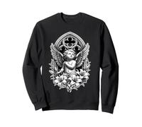 Tatouage Ange chérubin avec cathédrale Gothique et Fleurs de lys Sweatshirt