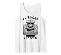 Tatouage Animal tatoué et Sauvage drôle de Bison à l'encre Débardeur