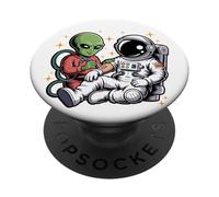 Tatouage Astronaute Alien Drôle Galaxie Espace Tatouage Artiste PopSockets PopGrip Adhésif