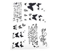 Tatouage Autocollant À Transfert D'eau, 1 Feuille, Vintage, Noir, Étanche, Motif Lettre Papillon, Tatouage Temporaire