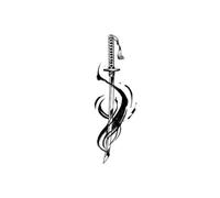Tatouage Autocollant Imperméable Et Longue Durée, À Motif De Sabre De Samouraï Noir Personnalisé, Pour Hommes Et Femmes, Design Réaliste.