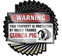 Tatouage bouteille funky - Warning This Property is Protected By A Highly Trained Guinea Pig Fall Autocollant durable facile à appliquer pour décoration intérieure (6 x 9 cm)