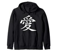 Tatouage Calligraphie Symbole d'amour Chinois Blanc Sweat à Capuche