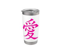 Tatouage calligraphie symbole d'amour chinois rose Gobelet isotherme en acier inoxydable double paroi