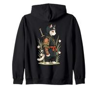 Tatouage Chat samouraï Japonais Kawaii Anime Sweat à Capuche