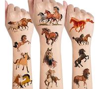 Tatouage Cheval Enfant - 8 Feuilles Ephémère Kit, Etanche Faux Tatouage Fille Garçon, Cadeau Anniversaire Invités Petit Cadeau Pinata Décoration De Fête
