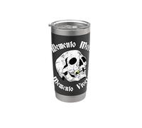 Tatouage crâne Memento Mori & Memento Vivere Stoic Gobelet isotherme en acier inoxydable double paroi