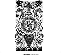 Tatouage Culture mondiale Design Tête de mort Flammes Ailes Couronne Charme mystique Rock Esthétique Carnaval Art corporel Artistique Détails Fantaisie Expressif, Couleur : Noir