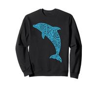 Tatouage Dauphin Tribal Bleu Motif Animaux de l'océan Sweatshirt