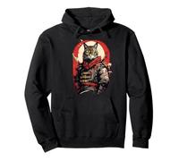 Tatouage de Chat Japonais rétro samouraï Graphique Ninja Kawaii Sweat à Capuche