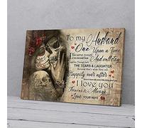 Tatouage de crâne pour mon mari, couple, femme, impressions sur toile horizontales, art mural