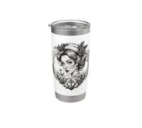 Tatouage de croyance d'amour espoir cœur fleur de rose ancre navire Gobelet isotherme en acier inoxydable double paroi