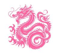 Tatouage de dragon chinois en bois de style tribal, silhouette Stickers muraux 54.6x56.7cm Stickers pour vitres Rose