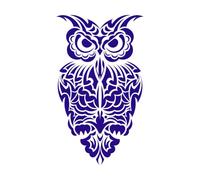 tatouage de hibou Stickers gravés 54.4x93.1cm Amovible sans laisser de colle Bleu foncé